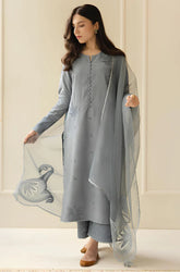 KP730-SUMMER 3PC Lawn Embroidered Shirt With Organza Embroidered Dupatta